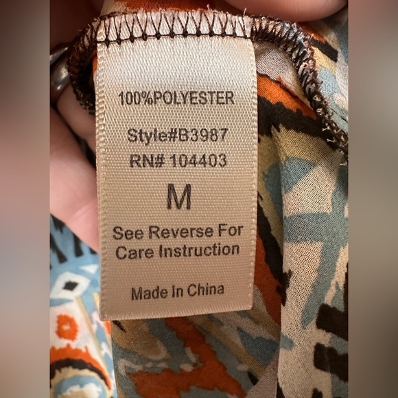 Blu Pepper Women's Sheer Blouse Long Sleeve Boho Style Multicolored Size M - Picture 6 of 7